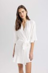 DEFACTO Fall In Love Regular Fit Wrap Collar Bride Satin Dressing Gown