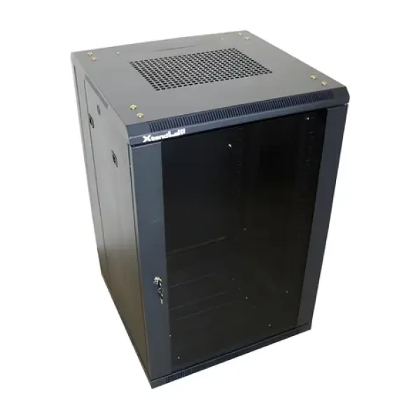 XtendLan 18U/600x600 stojanový černá / 19" rozvaděč / skleněné dveře / plná záda (ECO-18U-66-BLACK-S)