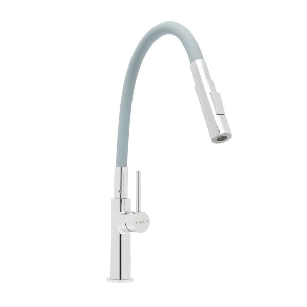 Dřezová baterie SAT se silikonovým ramínkem šedá/chrom SATBSD290S2F SATBSD290S2F