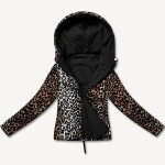 Černá krátká volná dámská bunda s panteřím motivem Miss TiTi (25898) odstíny černé S (36)