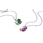 Náhrdelník Swarovski Elements Čtyřlístek - zlato tmavě fialový, Fialová 40 cm + 5 cm (prodloužení)