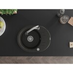 MEXEN/S - Kevin granitový dřez 1 s odkapávačem včetně baterie Elia, černá/zlatá metalik 6517-75-670101-00