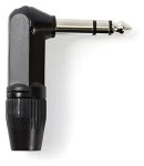 Nedis Jack 6.35 mm úhlový konektor černá / Konektor / Zástrčka / Pájecí / Poniklovaný / Hliník (COTP23903BK)
