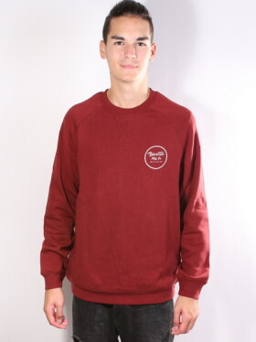 Brixton WHEELER CREW BURGUNDY/WHITE pánská mikina přes hlavu - S