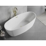 MEXEN/S - Lira volně stojící vana vzor 170 x 80, bílá, sifon a přepad zlatá kartáčovaná 52831708000-55