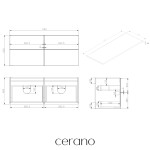 CERANO - Koupelnová skříňka Velora - černá matná, úchytka zlatá + deska z lit. mramoru Elanys - 12 mm - bílá matná - 120x54,2x46,5 CER-679439
