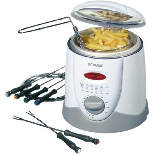 Bomann FFR 1290 bílá / Fondue/fritéza 2v1 / 840W / 1l / 190°C (612900)