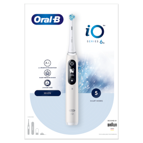 Oral-B iO 6N Bílý Elektrický Zubní Kartáček. Pro slevu 15% zadejte v košíku EAN:9985910006537