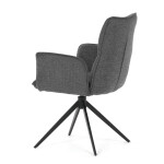 Židle jídelní, šedá látka, 360° vratný mechanismus, černý kov
