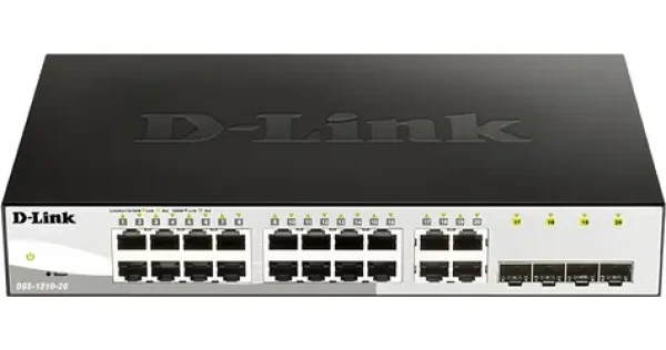 D-Link DGS-1210-20 / Smart switch / 16x gigabit RJ45 / 4x combo RJ45/SFP / bez ventilátoru