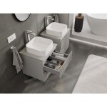 MEXEN/S - Rivel koupelnová skříňka pod umyvadlo 50 cm s deskou, 2 zásuvky, reliéf , šedá mat 91A20-05047-2-BFFC62