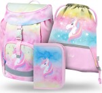 BAAGL Set 3 ks Airy - Rainbow Unicorn (aktovka, penál, sáček)