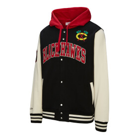 Mitchell & Ness Pánská mikina Chicago Blackhawks NHL Courtside Fleece Button Front Current Logo Velikost: XL