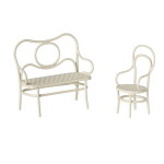 Maileg Kovový nábytek Café set pro zvířátka Maileg Off White, krémová barva, kov