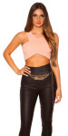 Sexy top KouCla Crop Top se zipem na zádech CAPPUCCINO S