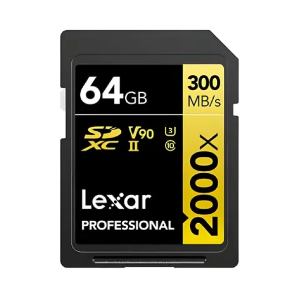 Lexar Professional 2000x SDXC 64GB / čtení: 300 MB/s / zápis: 260 MB/s / UHS-II U3 / Class 10 / V90 (LSD2000064G-BNNNG)