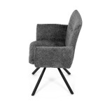 Židle jídelní, šedá látka, černý kov, otočný mechanismus 90°/90° (L/P) - funkce reset