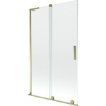 MEXEN/S - Velar L dvoukřídlá posuvná vanová zástěna 110 x 150, transparent, zlatá 896-110-003-01-50