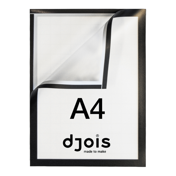 Djois samolepicí rámeček s kapsou - Magneto PRO, A4, PP, černá, 5 ks