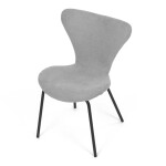 Židle jídelní, stříbrná látka, nohy černý kov