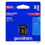 GOODRAM microSDHC 32GB + adaptér / Class 10 / UHS-I U1 / R: 100 MBs / W:10 MBs (M1AA-0320R12)