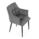 Židle jídelní, šedá vodoodpudivá látka, černý matný lak, kovové nohy