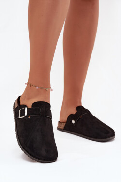 Dámské Pantofle Na Korkové Platformě Stříbrná Spona Big Star SS274736 Černé 38