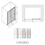 CERANO - Sprchové posuvné dveře Varone LINE L/P - 6 mm - chrom, mléčné sklo - 120x195 CER-662023