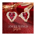 Náušnice Swarovski Elements Angel Wings Gold - andělská křídla, Červená