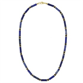 Luxusní pánský náhrdelník Antonio Gold - sodalit, onyx, hematit, 45 cm Modrá