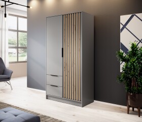 FRONTI Šatní skříň NELLY 2D bez zrcadla šedá + dub artisan 13195