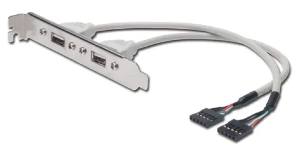 PremiumCord USB vývod z desky na záslepku stříbrná / Redukce / 2x USB-A / 20 cm (kuzas)