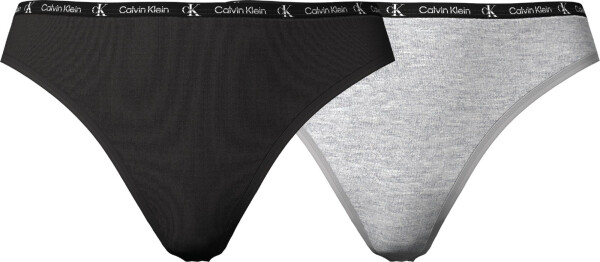 Dámská tanga Pack CK96 000QD3990E BGH černá/šedá Calvin Klein