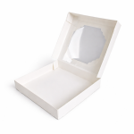 Cake star krabička bílá s okénkem nízka 20x20x3,5cm