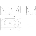 MEXEN/S - Mia volně stojící rohová vana levá 140 x 75, bílá/černá, sifon a přepad bílá 52691407575L-20