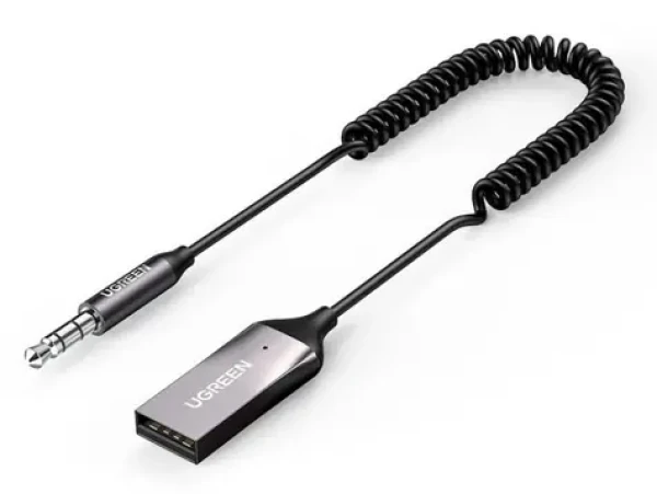 Ugreen CM309 Audio přijímač USB audio adaptér AUX jack černá / Bluetooth 5.0 / USB / dosah 10 m (149085)