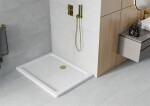 MEXEN/S - Flat sprchová vanička obdélníková slim 120 x 90, bílá + zlatý sifon 40109012G