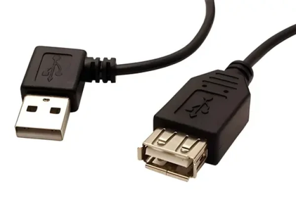 OEM Kabel USB 2.0 A-A M/F 15 cm / Prodlužovací kabel / lomený vlevo / černá (11.92.8911)
