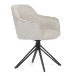 Jídelní a konferenční židle, potah krémová látka, kovové nohy, černý mat