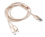 Akasa AK-CBUB42-12GL 2v1 zlatá / kabel USB-A / USB-C / microUSB / 1.2 m (AK-CBUB42-12GL)