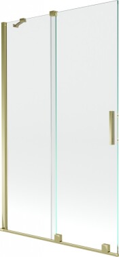 MEXEN/S - Velar Dvoukřídlá posuvná vanová zástěna 110 x 150 cm, transparent, zlatá 896-110-000-01-50