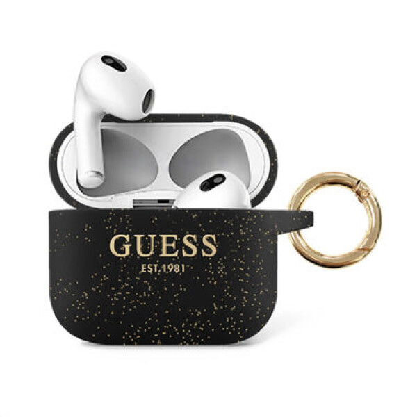 Guess Glitter Printed Logo Silikonové Pouzdro pro Apple AirPods 3 GUA3SGGEK