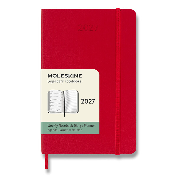 Diář MOLESKINE 2027 týdenní měkký červený S