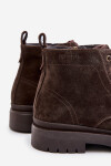 Semišové Zateplené Kotníkové Boty Na Zip Big Star OO174229 Hnědé 42