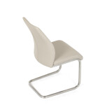 Židle jídelní, krémová ekokůže, pohupová podnož broušený nerez
