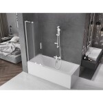 MEXEN/S - Velar L dvoukřídlá posuvná vanová zástěna 75 x 150, dekor, bílá 896-075-003-31-20