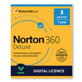 Norton 360 Deluxe - licence na předplatné (1 rok) - 3 zařízení / cloudové úložiště 25 GB - stažení - ESD (21419649)