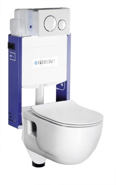 SAPHO - Závěsné WC Brilla s podomítkovou nádržkou a tlačítkem Geberit, bílá WC-SADA-14