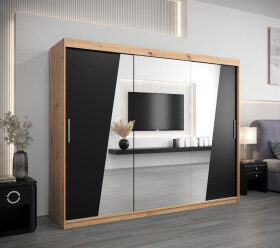 Šatní skříň Abi R0 Barva korpusu: Dub artisan, Rozměry: 250 cm, Dveře: Černá