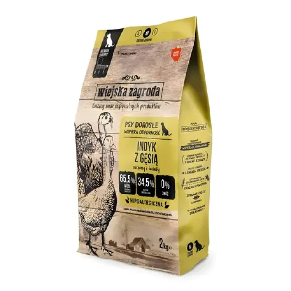 Wiejska Zagroda Turkey with Goose M / Granule pro dospělé psy / 2 kg / bez obilovin / 31 % bílkovin (DLPWZAKAS0059)